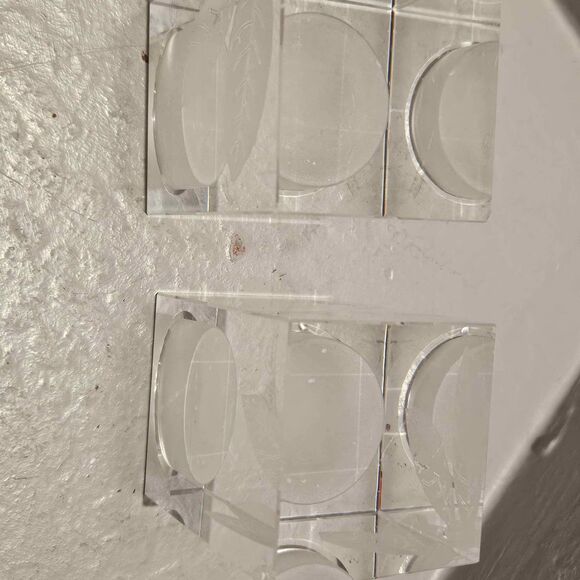 Signed Oleg Cassini Etched Leaves Crystal Votives - Picture 6 of 8